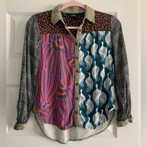 Maeve Anthropologie abstract button down long sleeve shirt